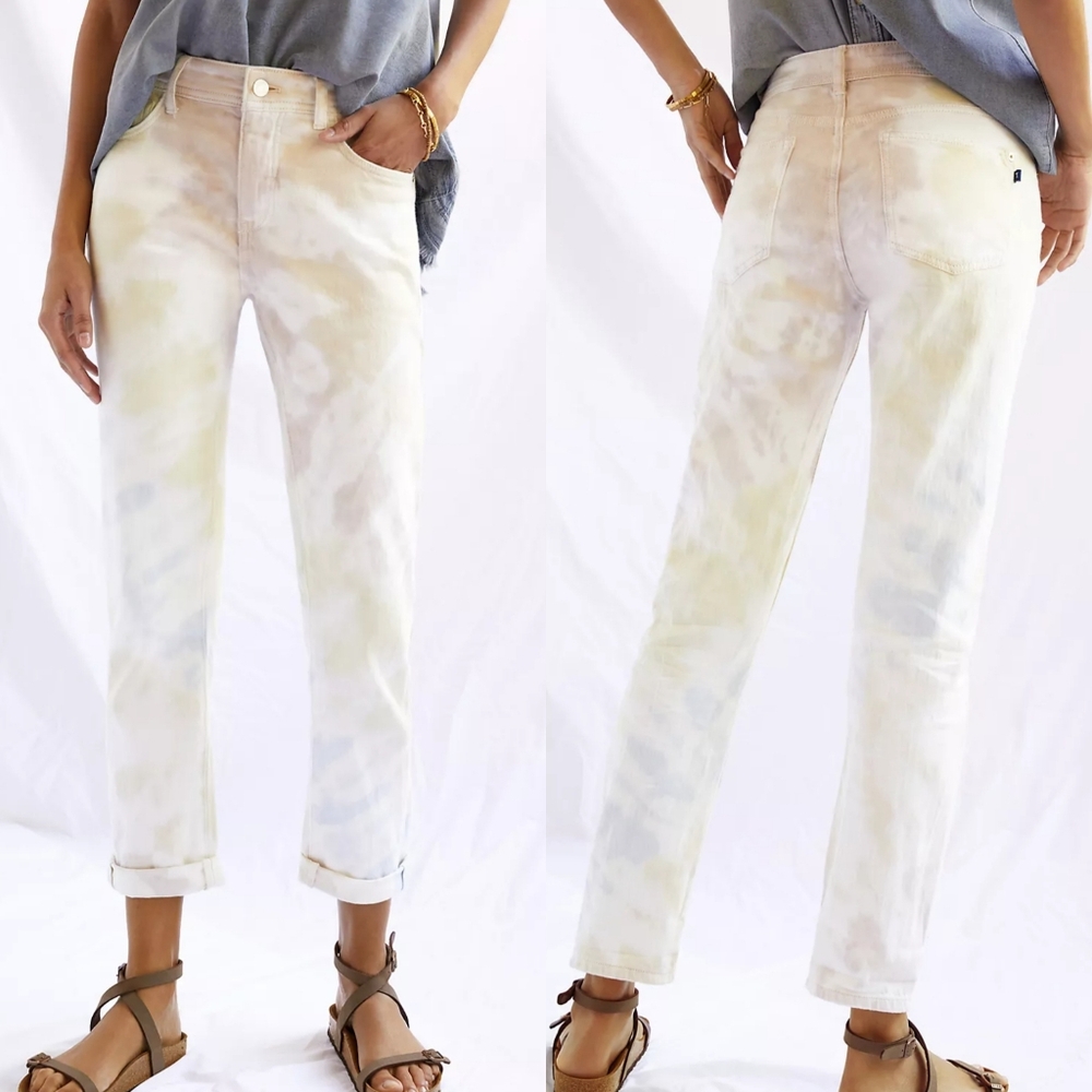 Anthro Pilcro The Slim Boyfriend Crop Ivory Pastel Cloud Tie-Dye‎ Pant 24